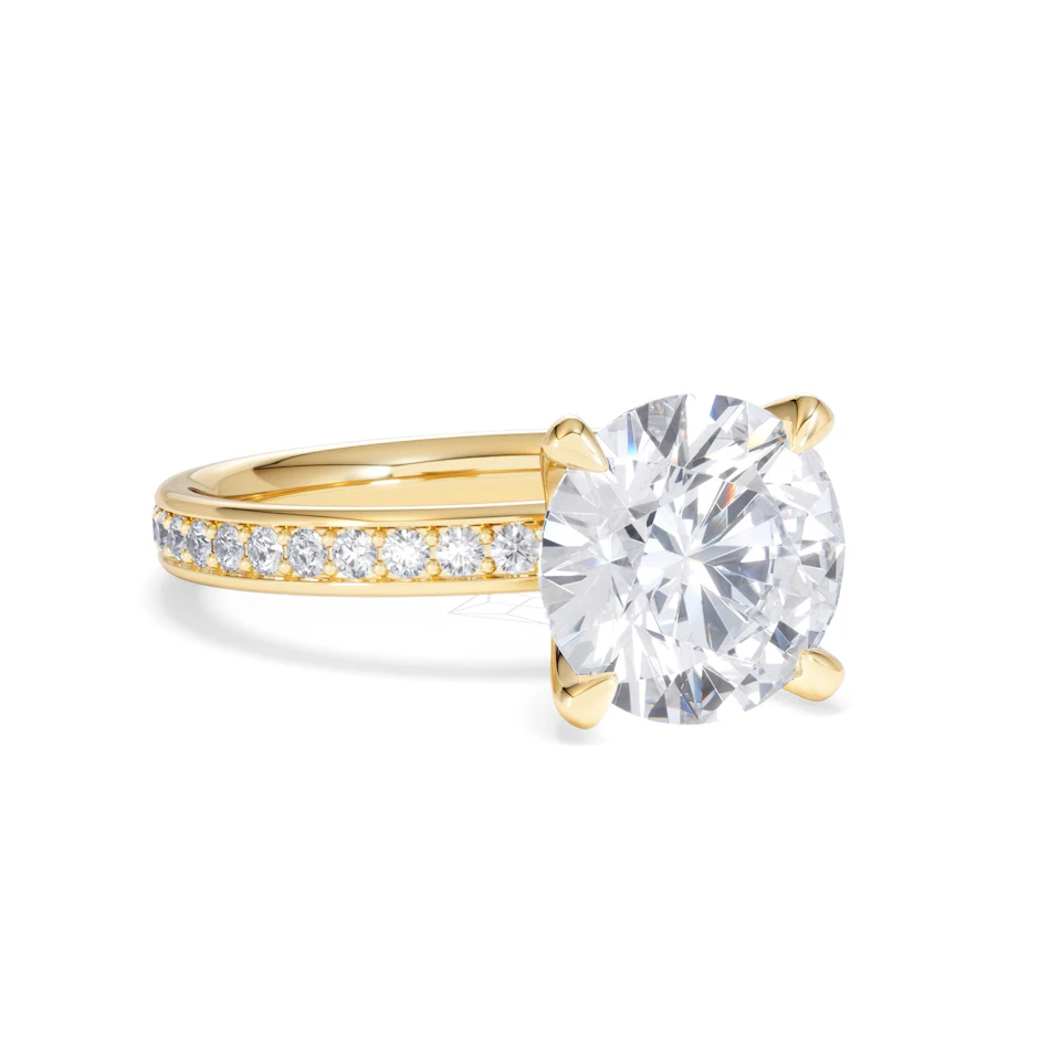 Origin 3.30ct Round Cut Lab Diamond Solitaire Engagement Ring with Side Stones in 18K Yellow Gold