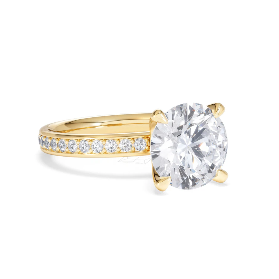 Origin 3.30ct Round Cut Lab Diamond Solitaire Engagement Ring with Side Stones in 18K Yellow Gold