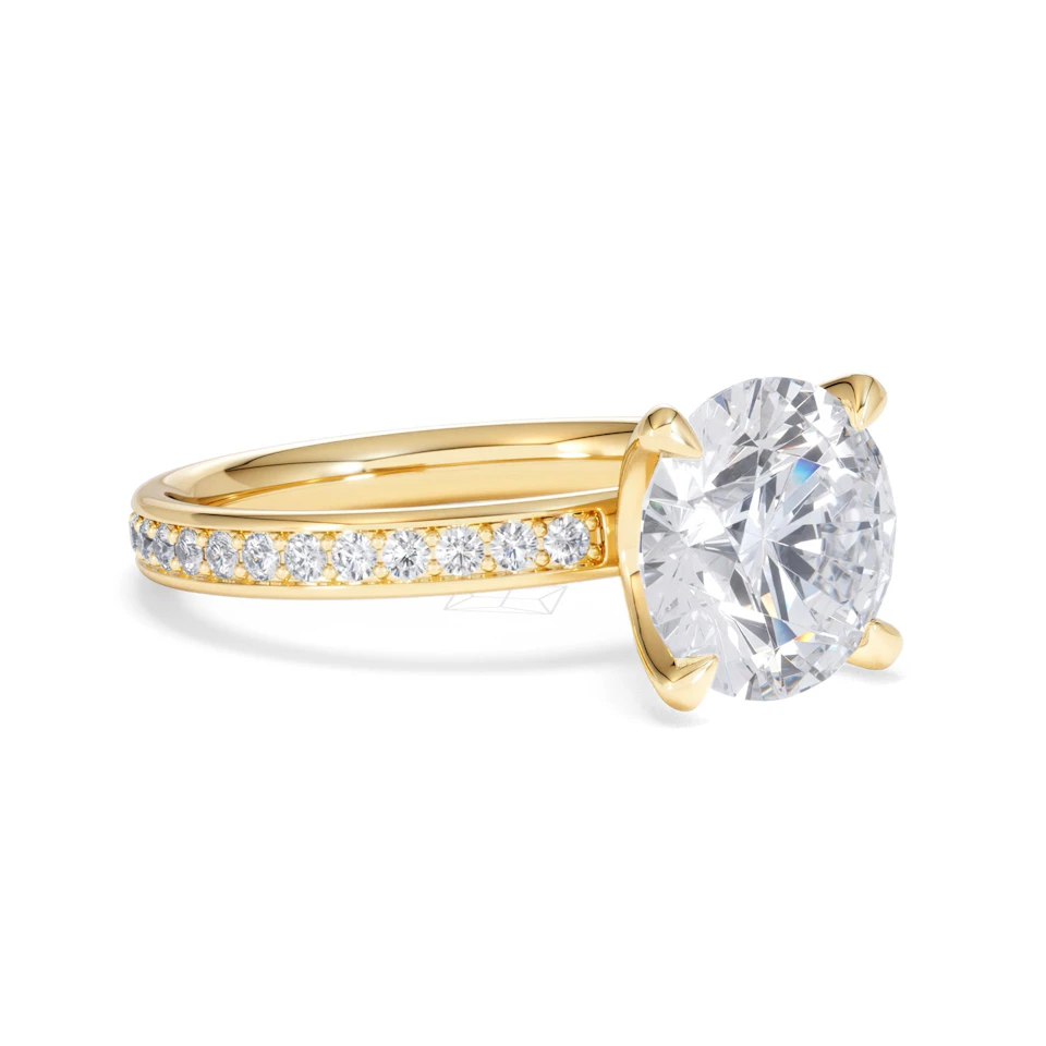 Origin 3.30ct Round Cut Lab Diamond Solitaire Engagement Ring with Side Stones in 18K Yellow Gold