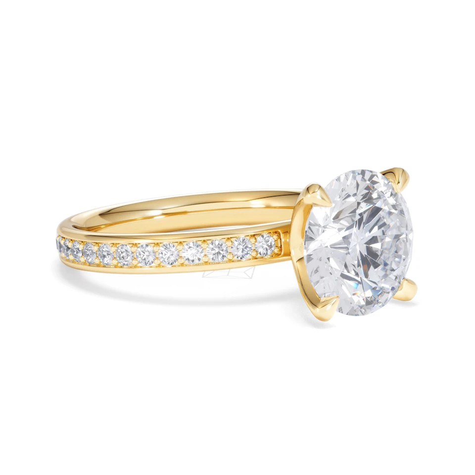 Origin 3.30ct Round Cut Lab Diamond Solitaire Engagement Ring with Side Stones in 18K Yellow Gold