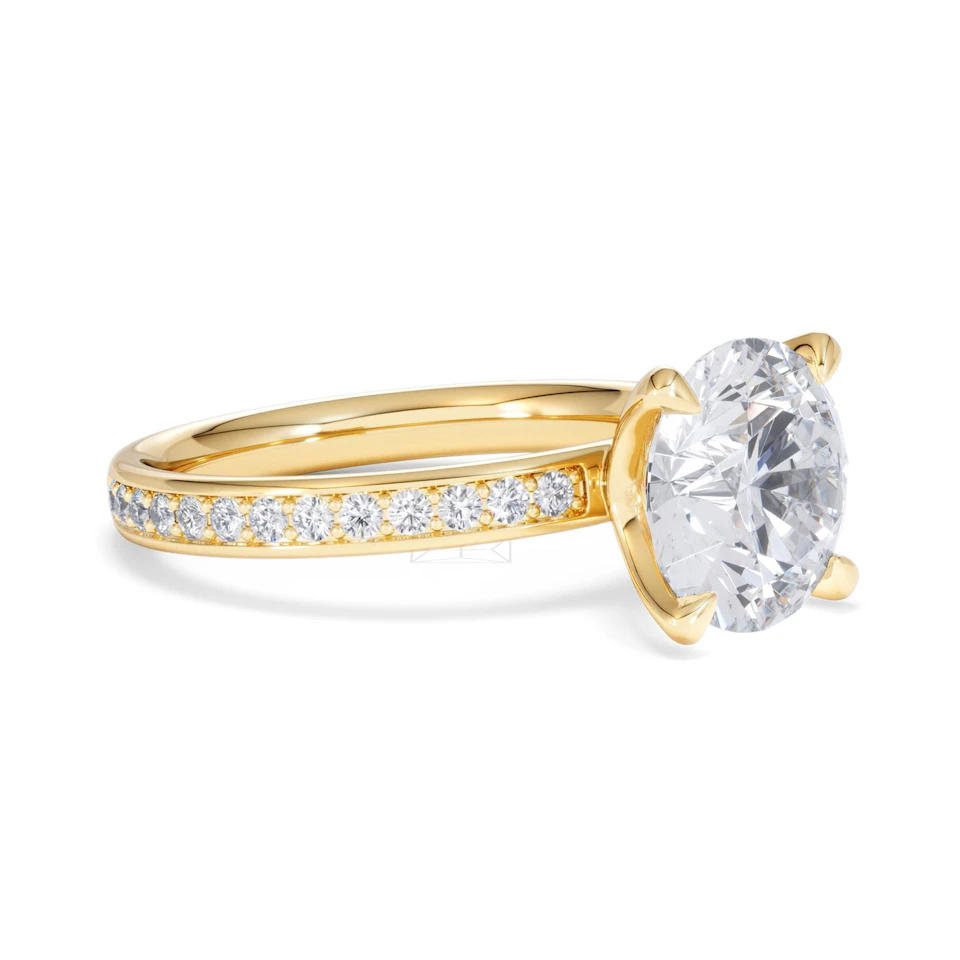 Origin 3.30ct Round Cut Lab Diamond Solitaire Engagement Ring with Side Stones in 18K Yellow Gold