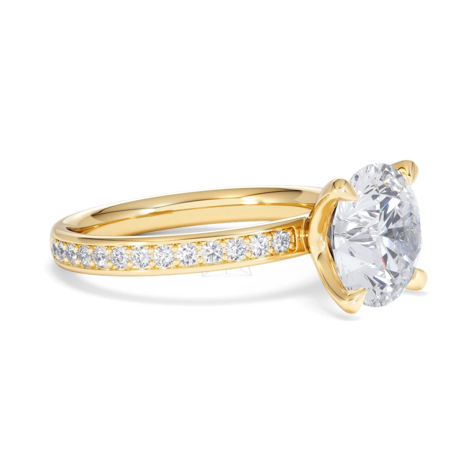 Origin 3.30ct Round Cut Lab Diamond Solitaire Engagement Ring with Side Stones in 18K Yellow Gold