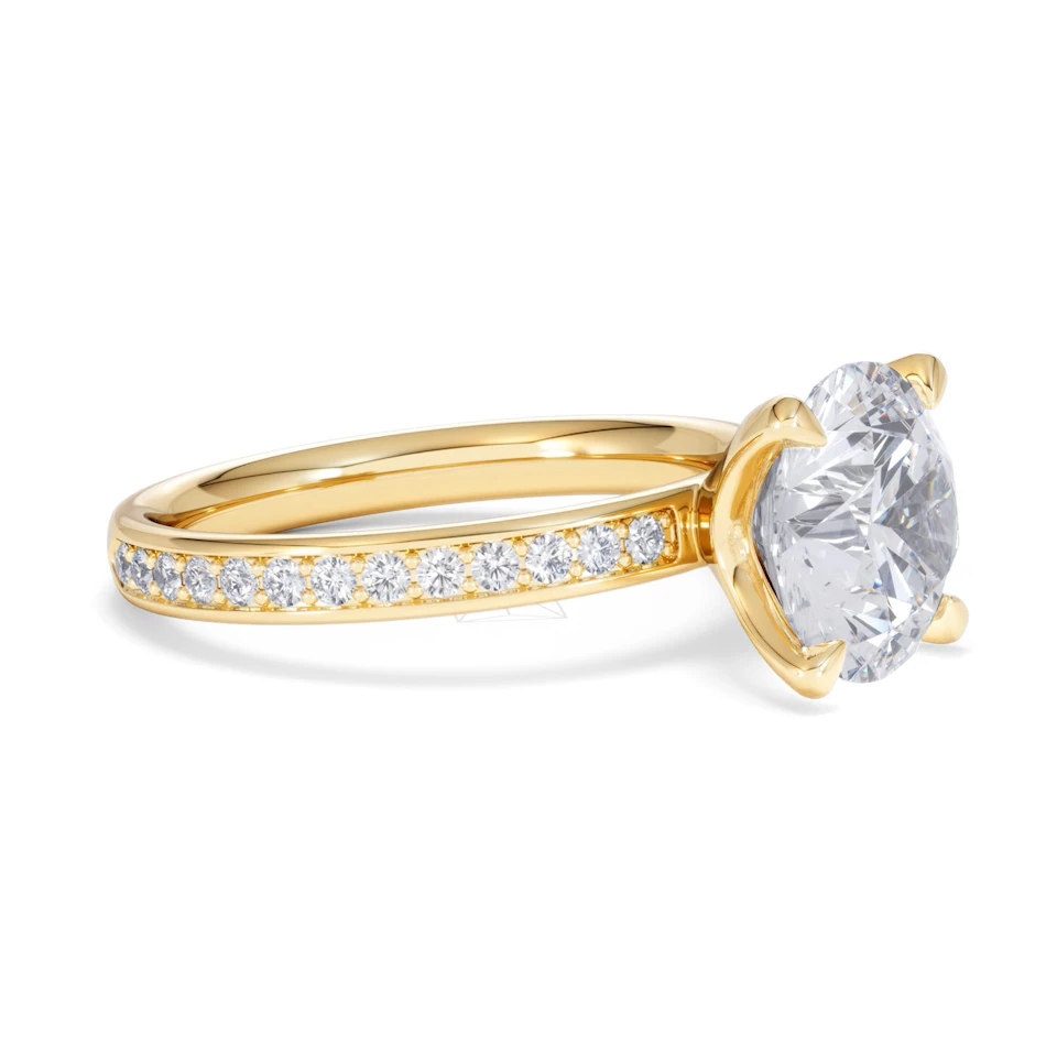 Origin 3.30ct Round Cut Lab Diamond Solitaire Engagement Ring with Side Stones in 18K Yellow Gold