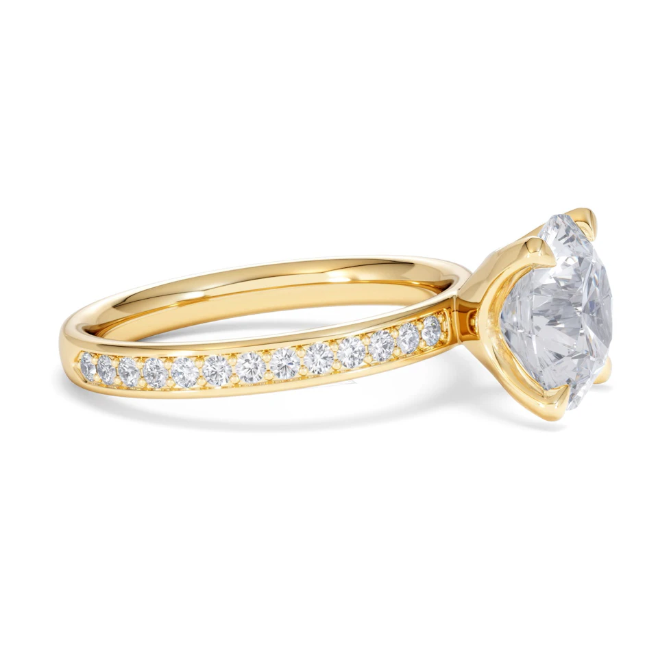Origin 3.30ct Round Cut Lab Diamond Solitaire Engagement Ring with Side Stones in 18K Yellow Gold