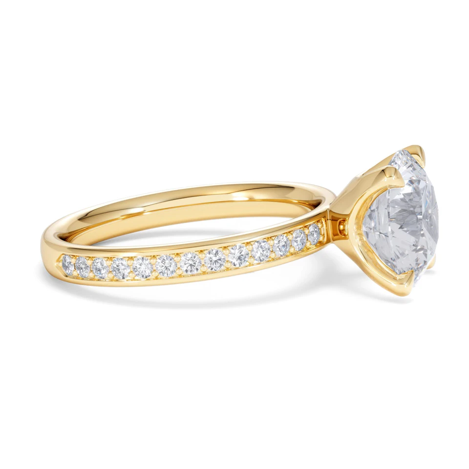 Origin 3.30ct Round Cut Lab Diamond Solitaire Engagement Ring with Side Stones in 18K Yellow Gold