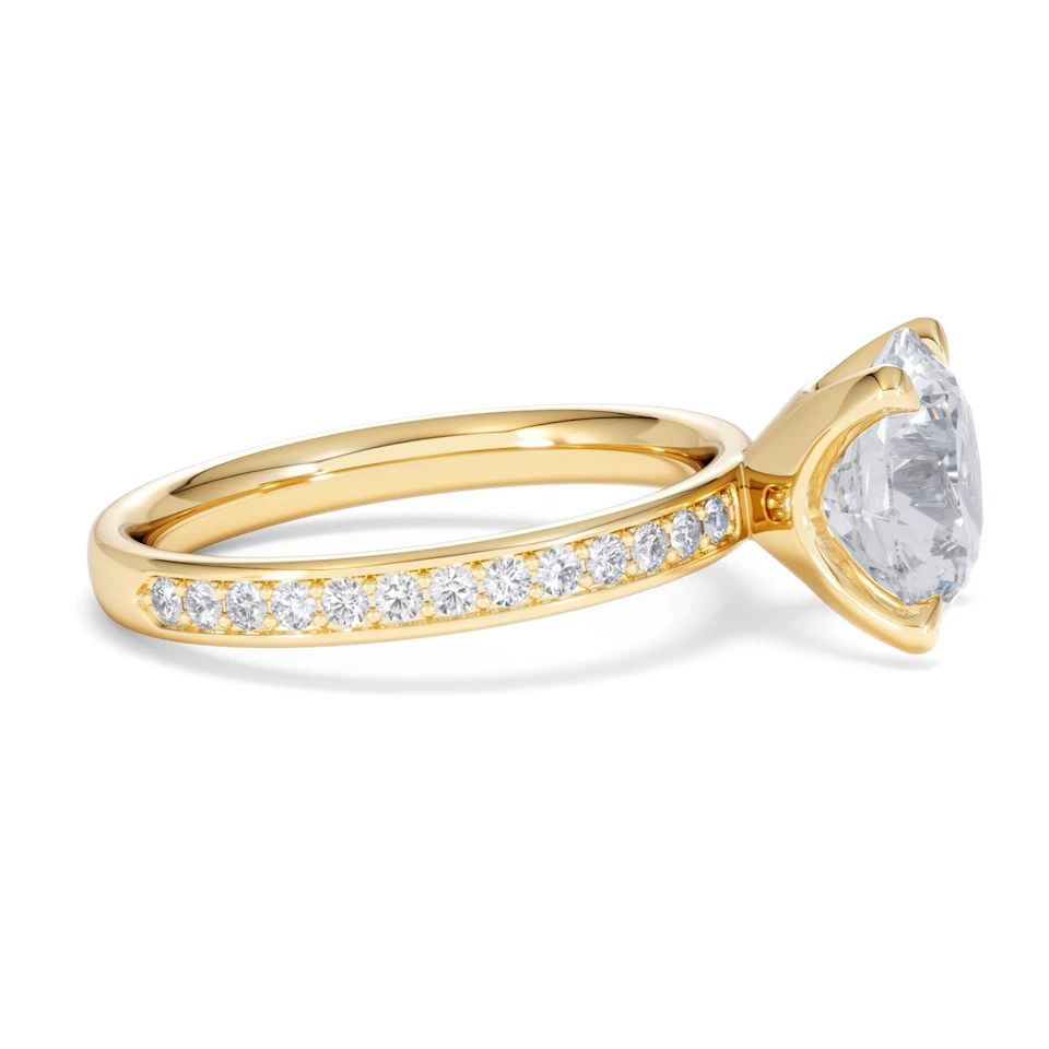 Origin 3.30ct Round Cut Lab Diamond Solitaire Engagement Ring with Side Stones in 18K Yellow Gold