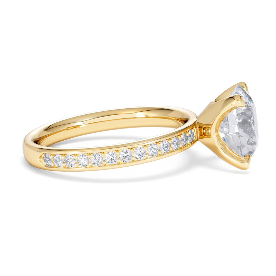 Origin 3.30ct Round Cut Lab Diamond Solitaire Engagement Ring with Side Stones in 18K Yellow Gold