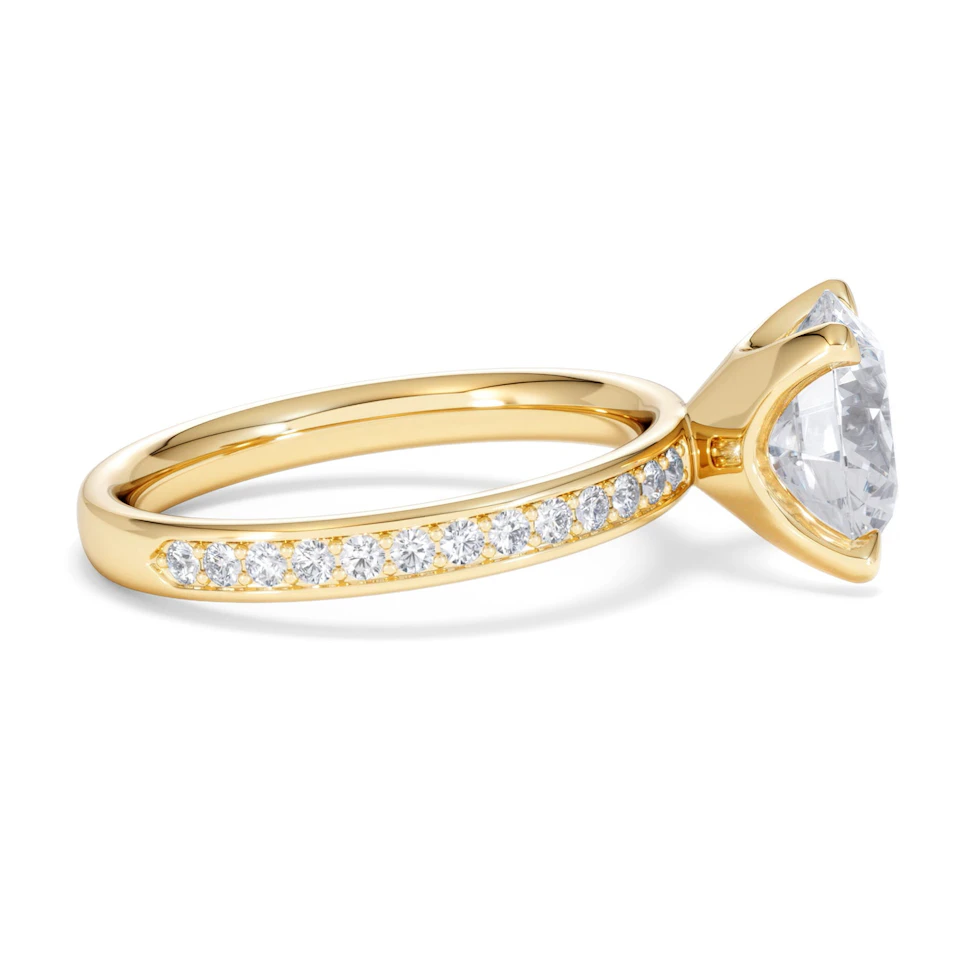 Origin 3.30ct Round Cut Lab Diamond Solitaire Engagement Ring with Side Stones in 18K Yellow Gold