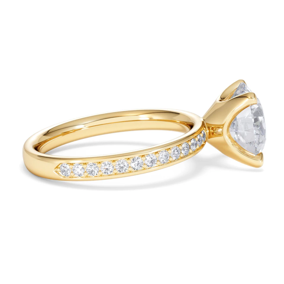 Origin 3.30ct Round Cut Lab Diamond Solitaire Engagement Ring with Side Stones in 18K Yellow Gold