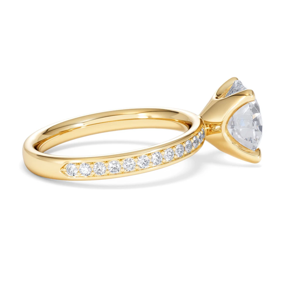 Origin 3.30ct Round Cut Lab Diamond Solitaire Engagement Ring with Side Stones in 18K Yellow Gold