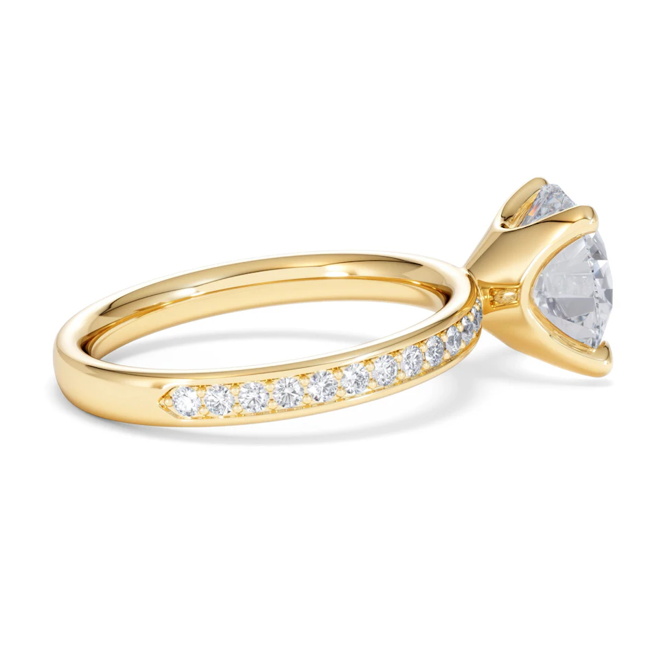 Origin 3.30ct Round Cut Lab Diamond Solitaire Engagement Ring with Side Stones in 18K Yellow Gold