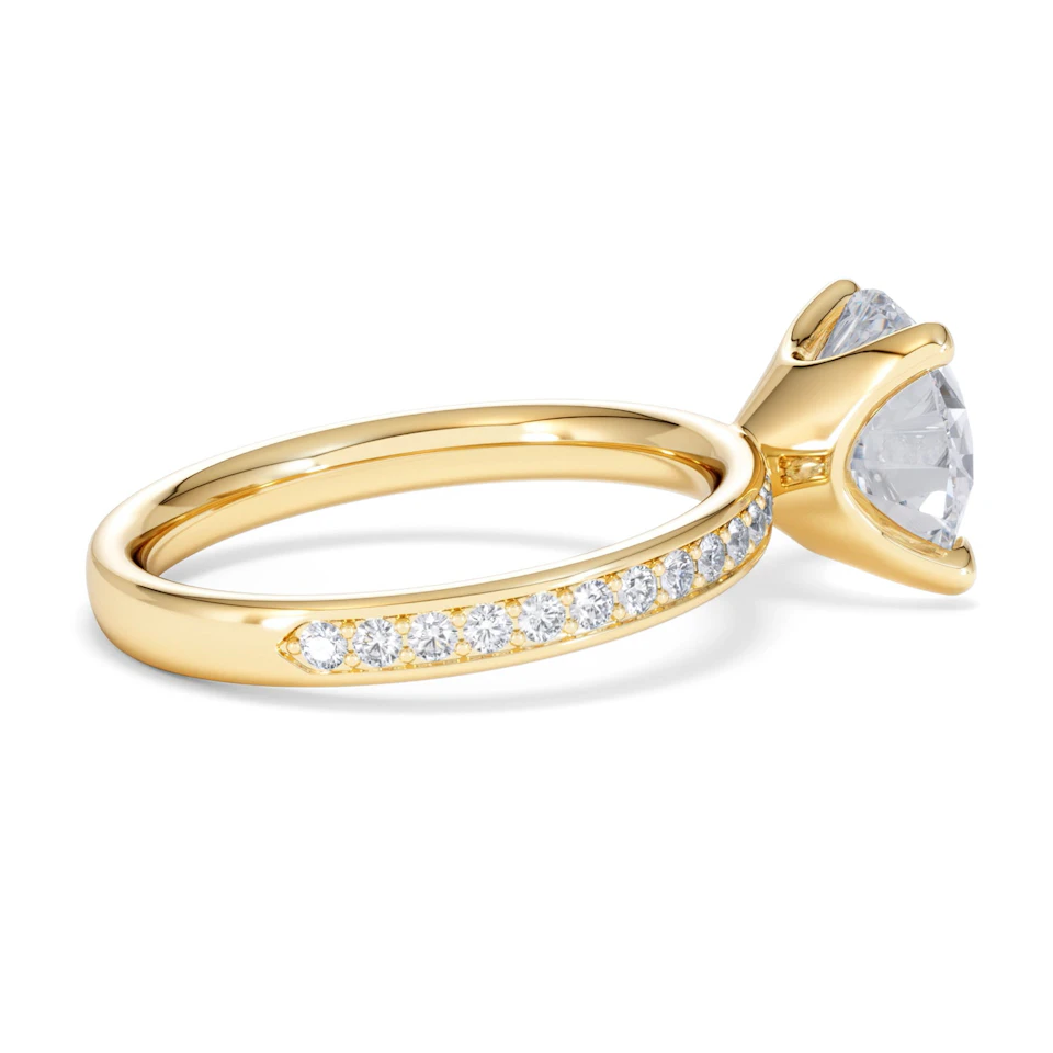 Origin 3.30ct Round Cut Lab Diamond Solitaire Engagement Ring with Side Stones in 18K Yellow Gold