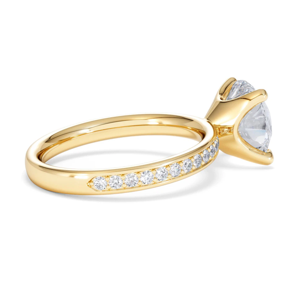 Origin 3.30ct Round Cut Lab Diamond Solitaire Engagement Ring with Side Stones in 18K Yellow Gold