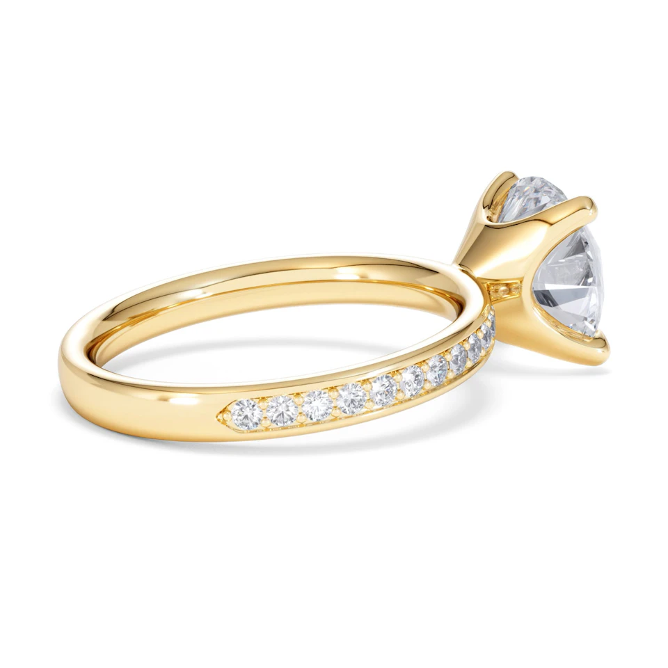 Origin 3.30ct Round Cut Lab Diamond Solitaire Engagement Ring with Side Stones in 18K Yellow Gold