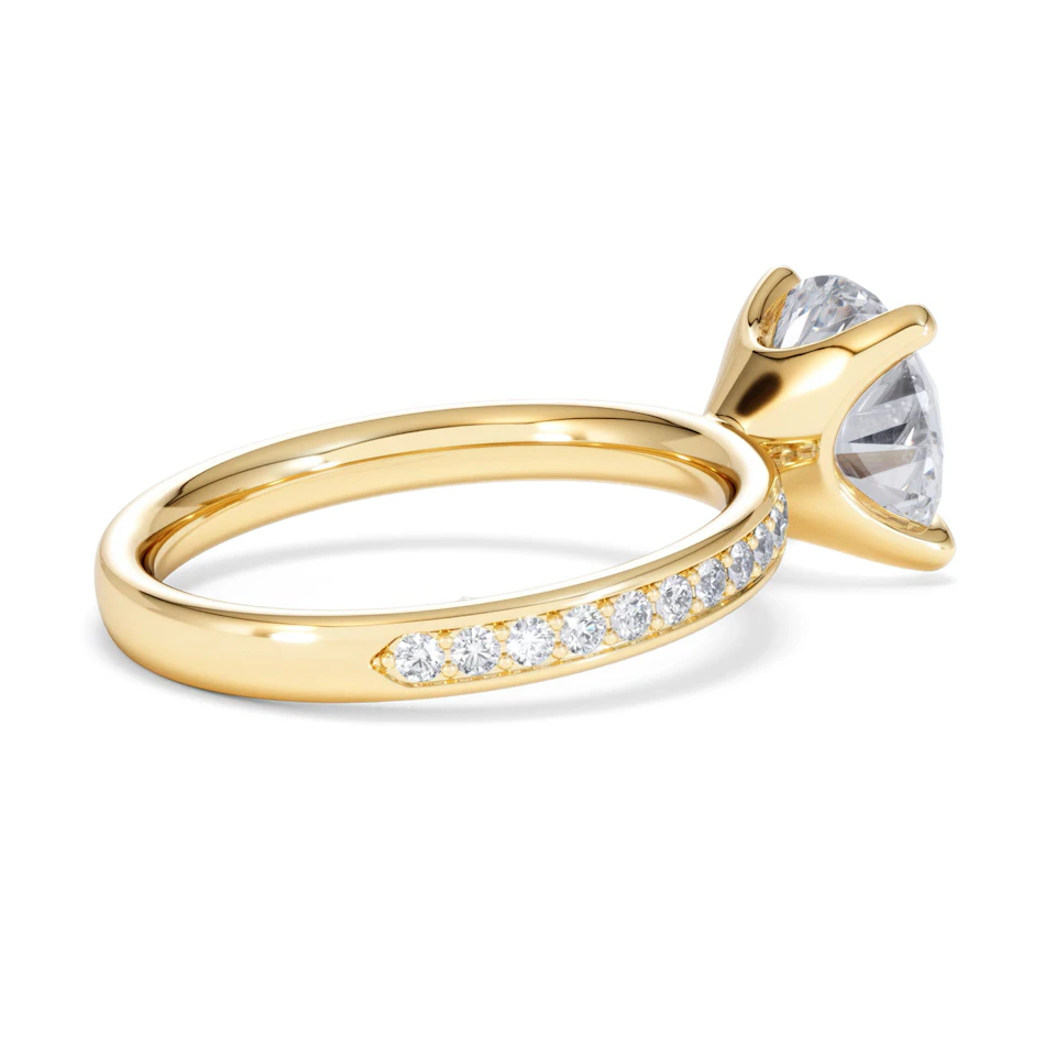 Origin 3.30ct Round Cut Lab Diamond Solitaire Engagement Ring with Side Stones in 18K Yellow Gold