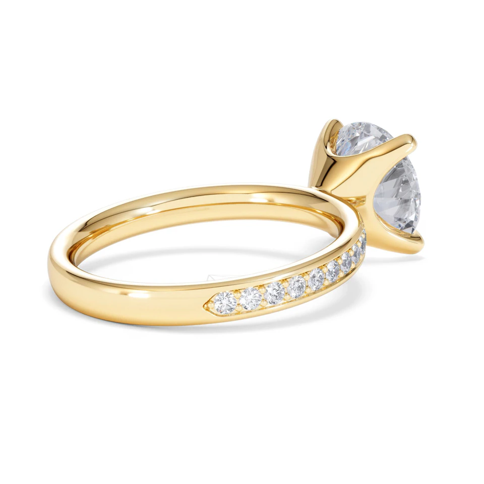 Origin 3.30ct Round Cut Lab Diamond Solitaire Engagement Ring with Side Stones in 18K Yellow Gold