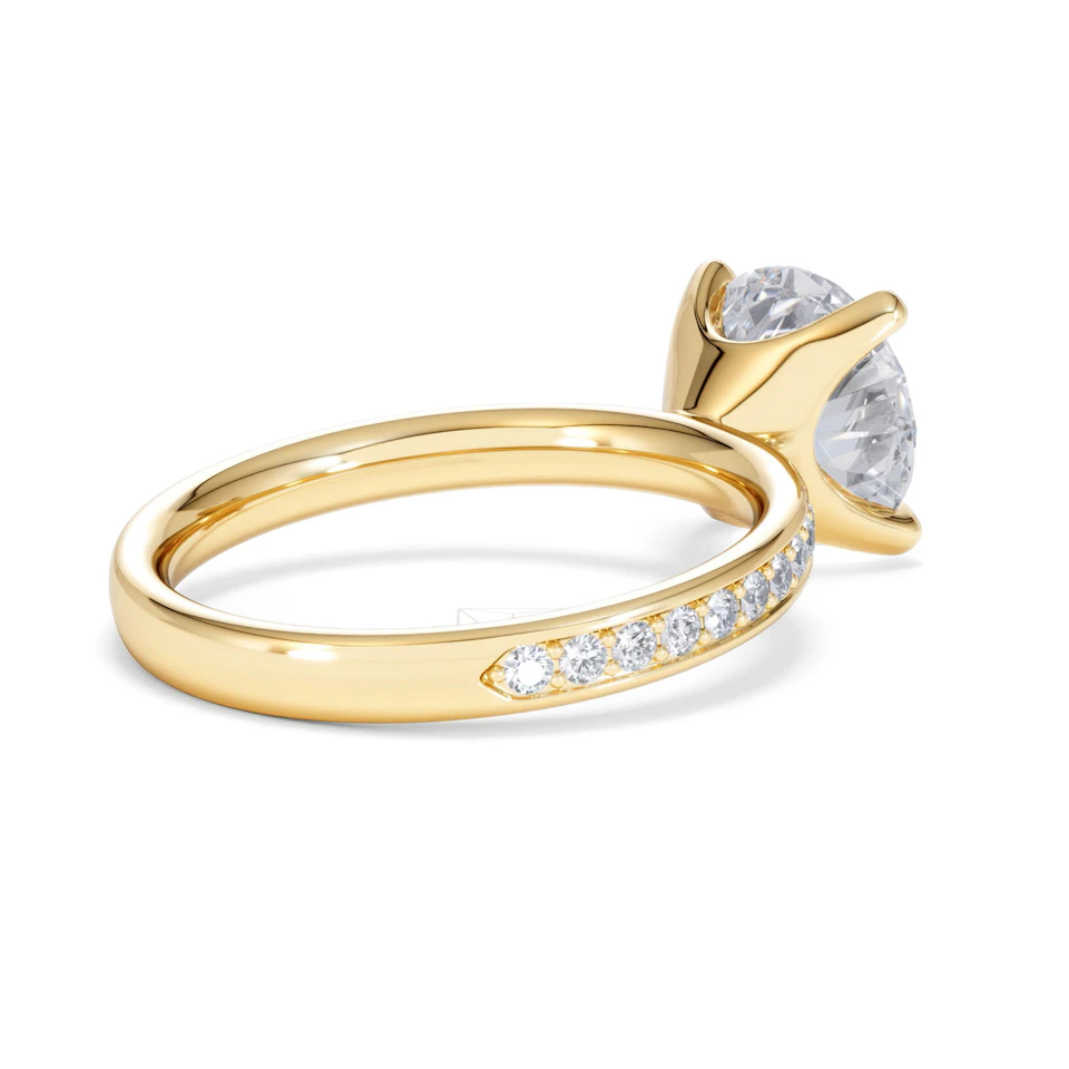 Origin 3.30ct Round Cut Lab Diamond Solitaire Engagement Ring with Side Stones in 18K Yellow Gold