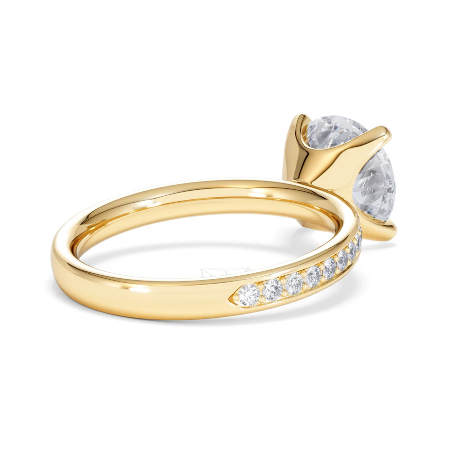 Origin 3.30ct Round Cut Lab Diamond Solitaire Engagement Ring with Side Stones in 18K Yellow Gold