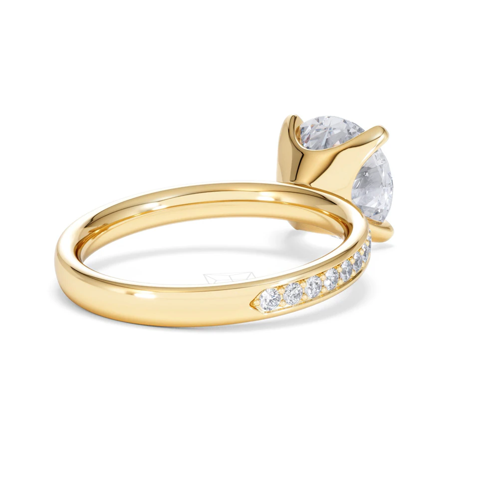 Origin 3.30ct Round Cut Lab Diamond Solitaire Engagement Ring with Side Stones in 18K Yellow Gold