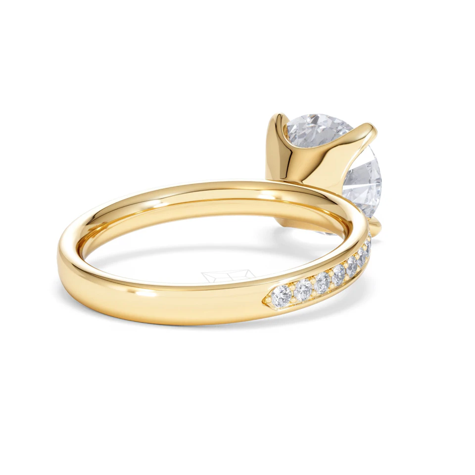 Origin 3.30ct Round Cut Lab Diamond Solitaire Engagement Ring with Side Stones in 18K Yellow Gold