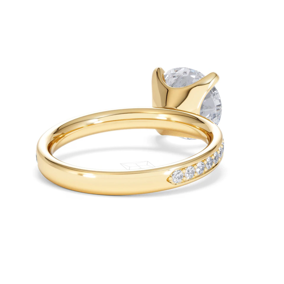 Origin 3.30ct Round Cut Lab Diamond Solitaire Engagement Ring with Side Stones in 18K Yellow Gold