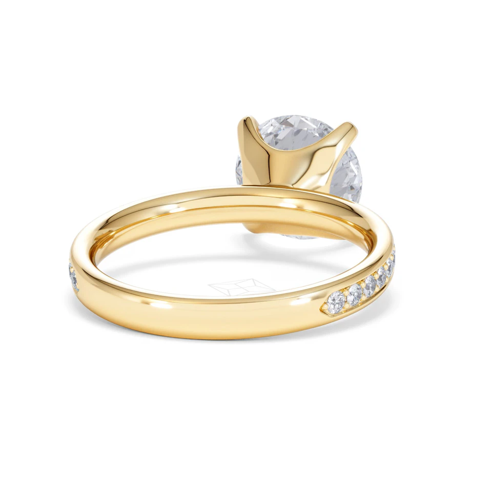 Origin 3.30ct Round Cut Lab Diamond Solitaire Engagement Ring with Side Stones in 18K Yellow Gold