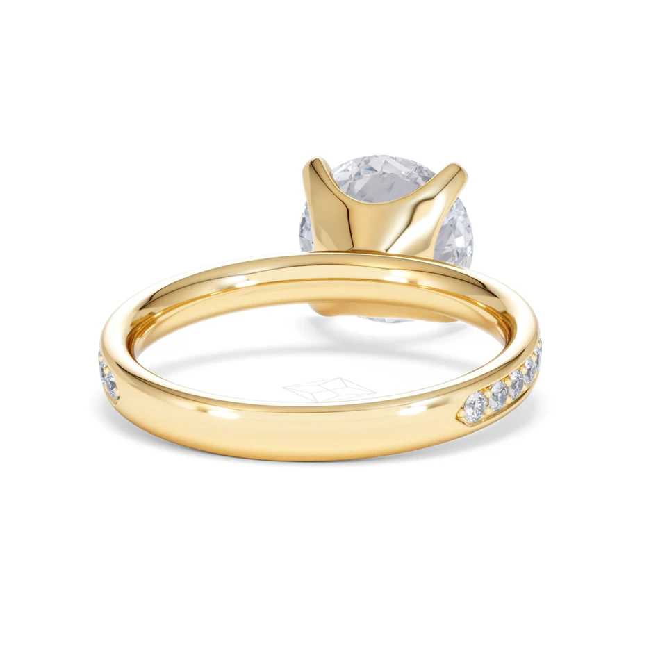 Origin 3.30ct Round Cut Lab Diamond Solitaire Engagement Ring with Side Stones in 18K Yellow Gold