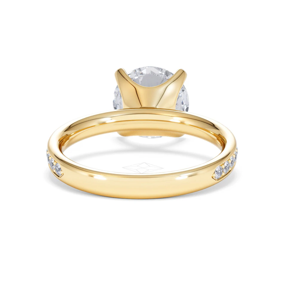 Origin 3.30ct Round Cut Lab Diamond Solitaire Engagement Ring with Side Stones in 18K Yellow Gold