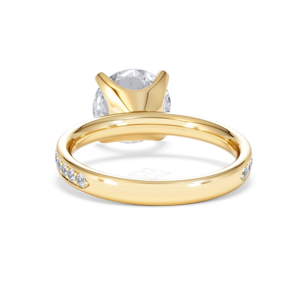 Origin 3.30ct Round Cut Lab Diamond Solitaire Engagement Ring with Side Stones in 18K Yellow Gold