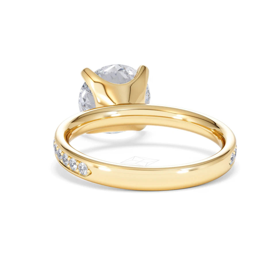 Origin 3.30ct Round Cut Lab Diamond Solitaire Engagement Ring with Side Stones in 18K Yellow Gold
