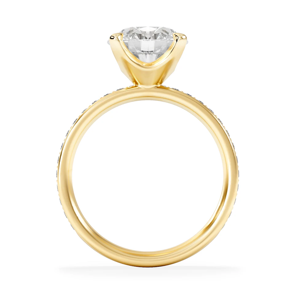 Origin 3.30ct Round Cut Lab Diamond Solitaire Engagement Ring with Side Stones in 18K Yellow Gold