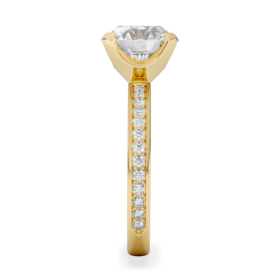 Origin 3.30ct Round Cut Lab Diamond Solitaire Engagement Ring with Side Stones in 18K Yellow Gold