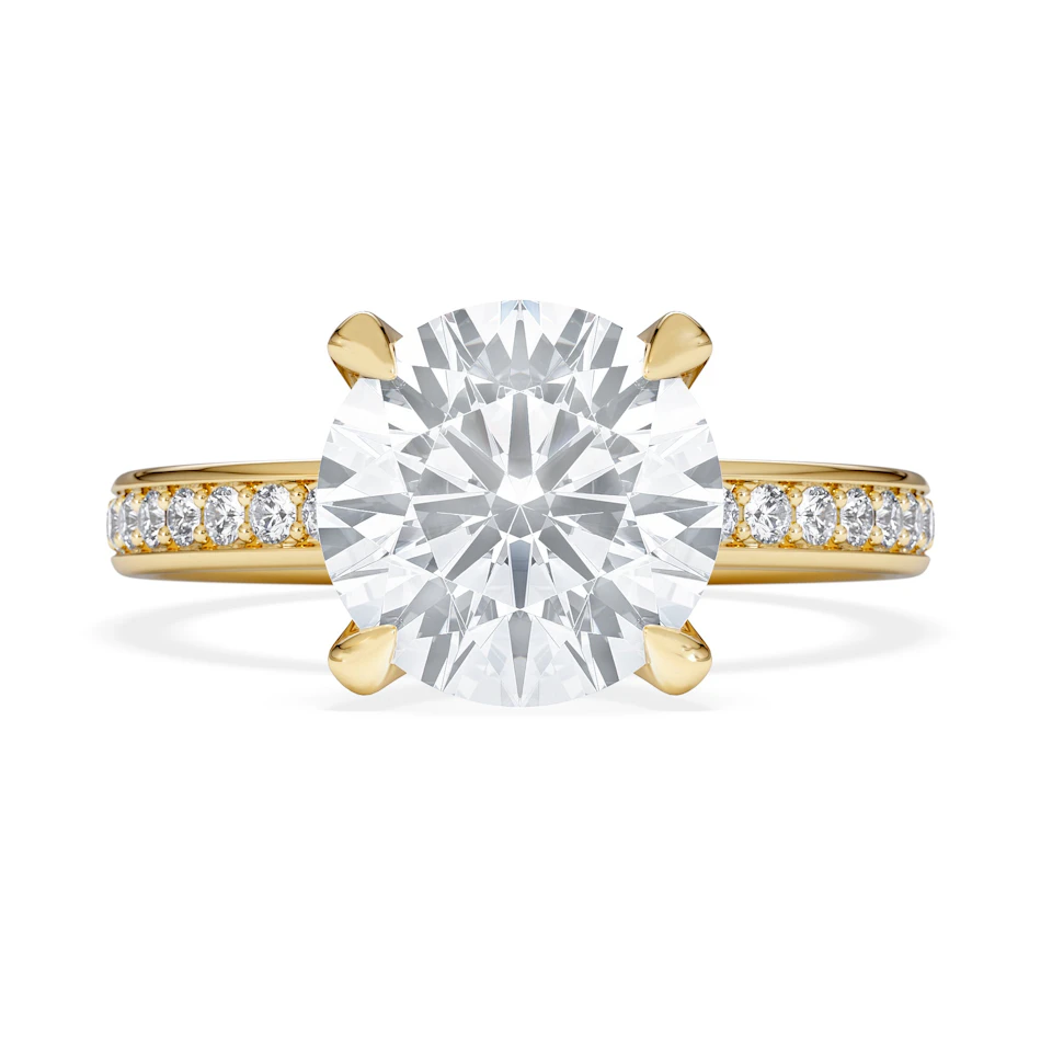 Origin 3.30ct Round Cut Lab Diamond Solitaire Engagement Ring with Side Stones in 18K Yellow Gold
