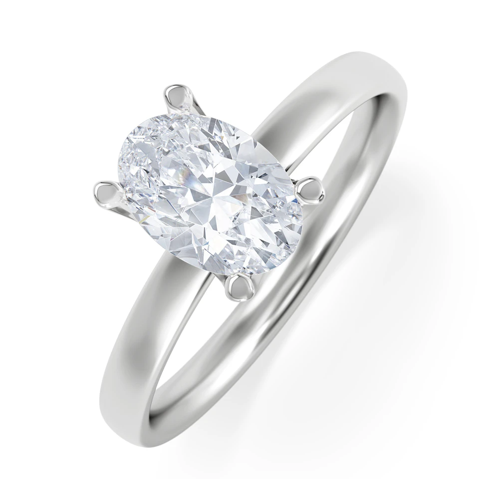 Origin 1.00ct Oval Cut Lab Diamond Solitaire Engagement Ring in 18K White Gold
