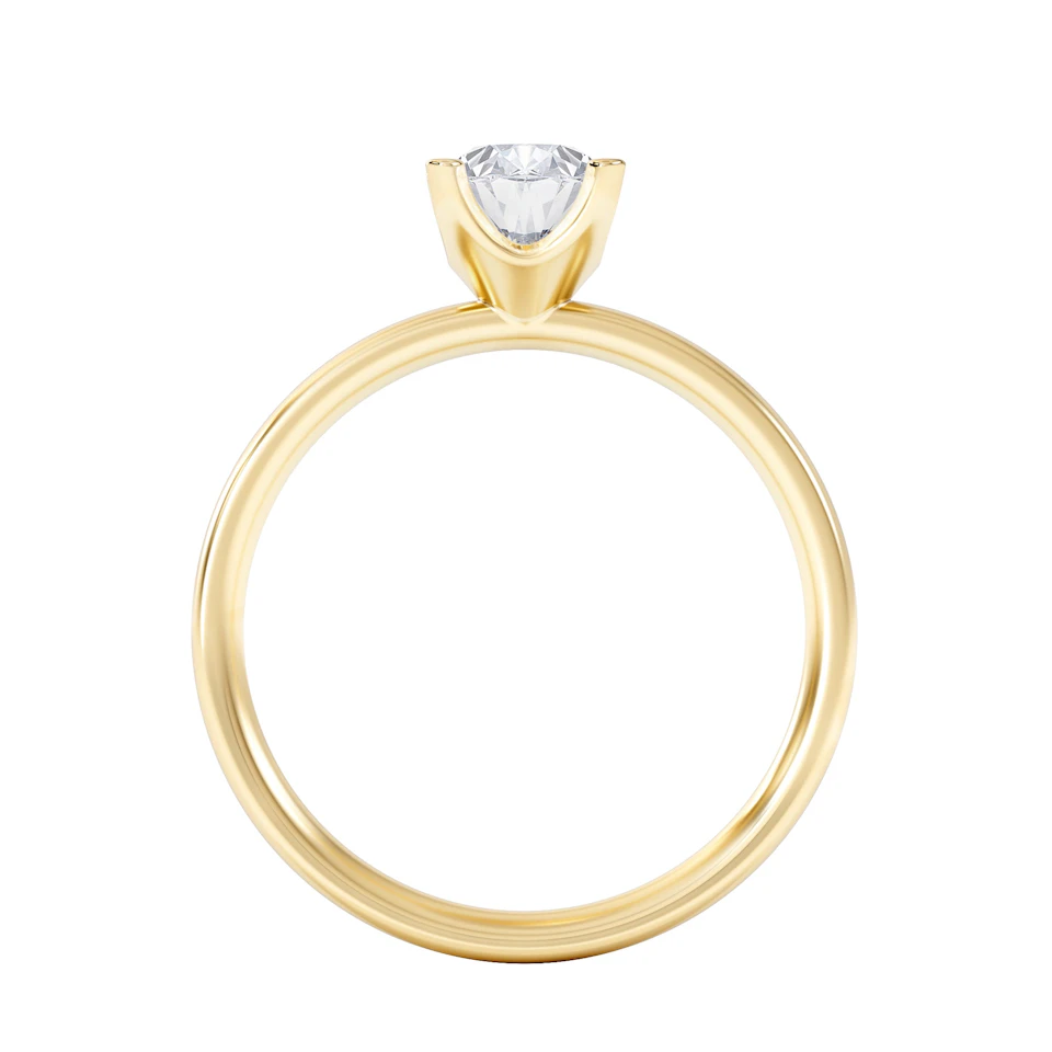 Origin 1.00ct Oval Cut Lab Diamond Solitaire Engagement Ring in 18K Yellow Gold