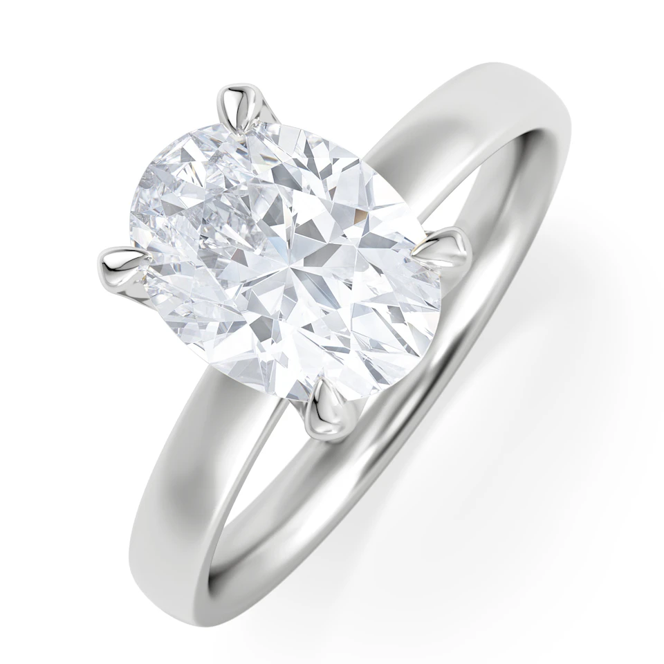 Origin 2.00ct Oval Cut Lab Diamond Solitaire Engagement Ring in 18K White Gold
