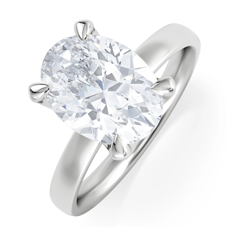 Origin 3.00ct Oval Cut Lab Diamond Solitaire Engagement Ring in 18K White Gold
