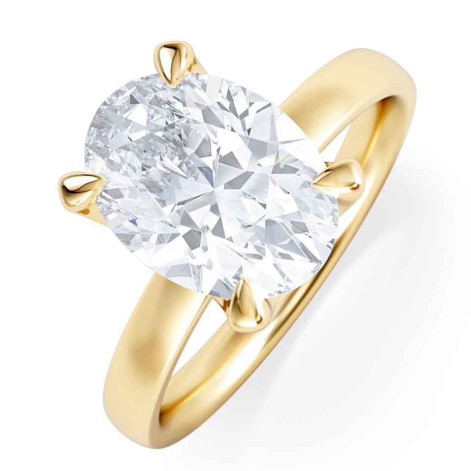 Origin 3.00ct Oval Cut Lab Diamond Solitaire Engagement Ring in 18K Yellow Gold