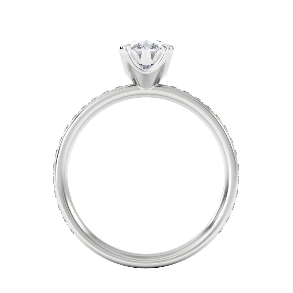 Origin 1.25ct Oval Cut Lab Diamond Solitaire Engagement Ring with Side Stones in 18K White Gold