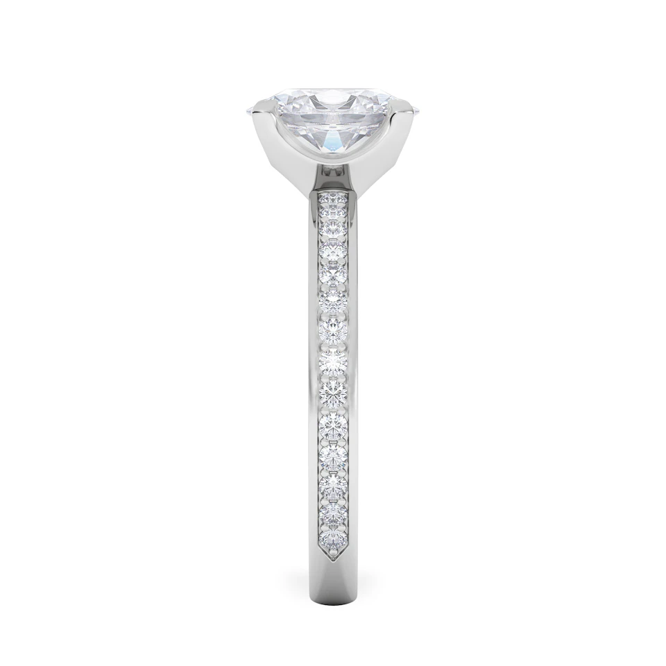 Origin 1.25ct Oval Cut Lab Diamond Solitaire Engagement Ring with Side Stones in 18K White Gold
