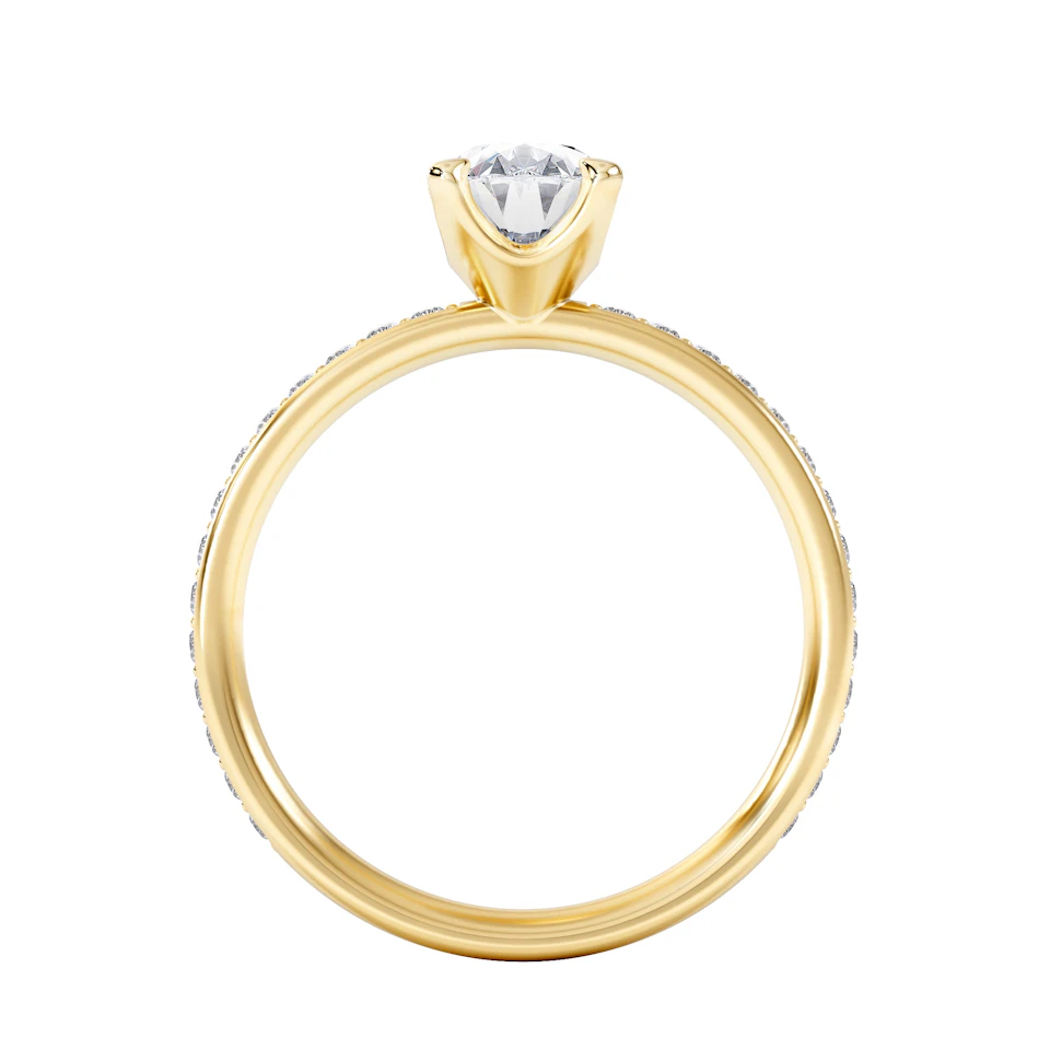 Origin 1.25ct Oval Cut Lab Diamond Solitaire Engagement Ring with Side Stones in 18K Yellow Gold