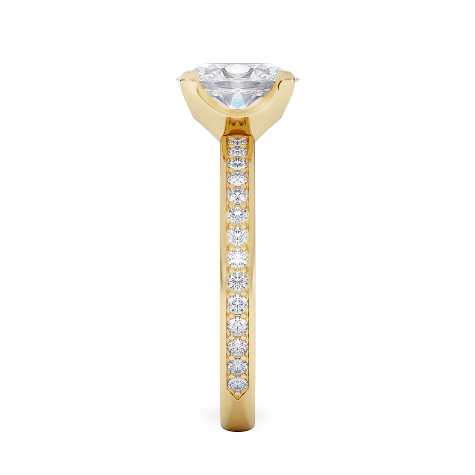 Origin 1.25ct Oval Cut Lab Diamond Solitaire Engagement Ring with Side Stones in 18K Yellow Gold