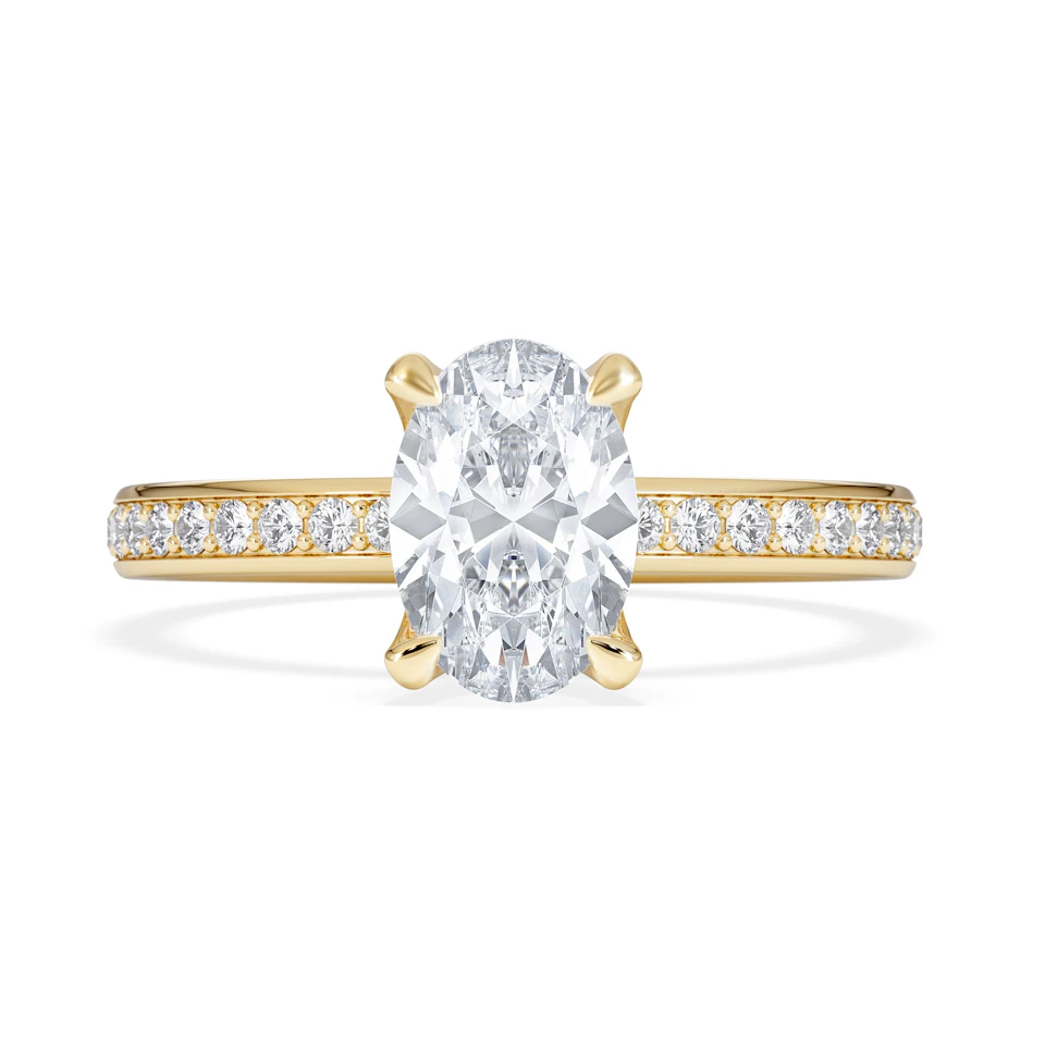 Origin 1.25ct Oval Cut Lab Diamond Solitaire Engagement Ring with Side Stones in 18K Yellow Gold