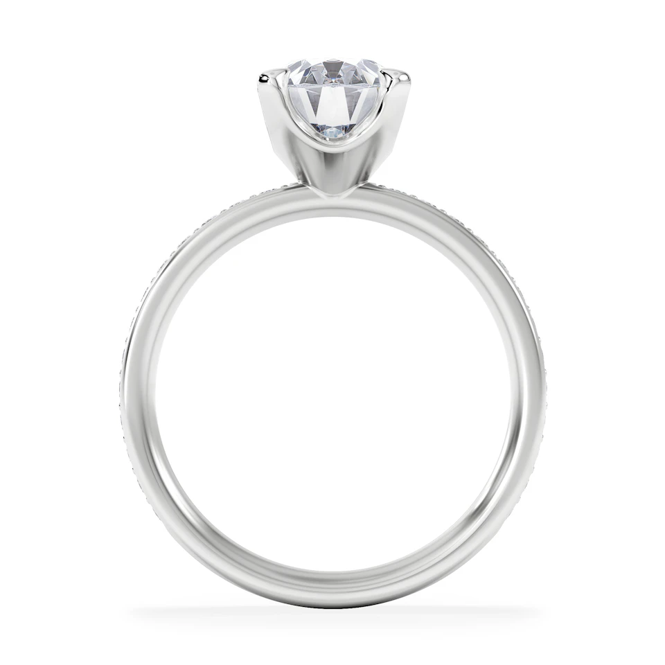 Origin 2.25ct Oval Cut Lab Diamond Solitaire Engagement Ring with Side Stones in Platinum