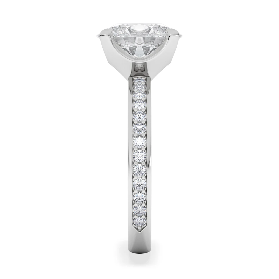 Origin 2.25ct Oval Cut Lab Diamond Solitaire Engagement Ring with Side Stones in 18K White Gold