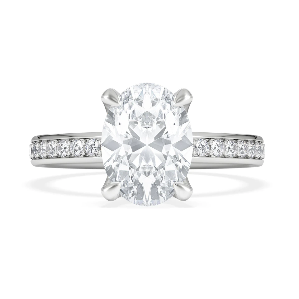 Origin 2.25ct Oval Cut Lab Diamond Solitaire Engagement Ring with Side Stones in 18K White Gold