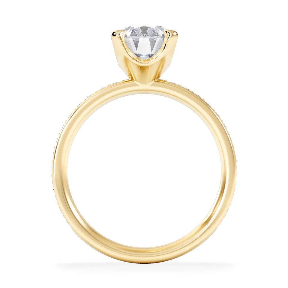Origin 2.25ct Oval Cut Lab Diamond Solitaire Engagement Ring with Side Stones in 18K Yellow Gold