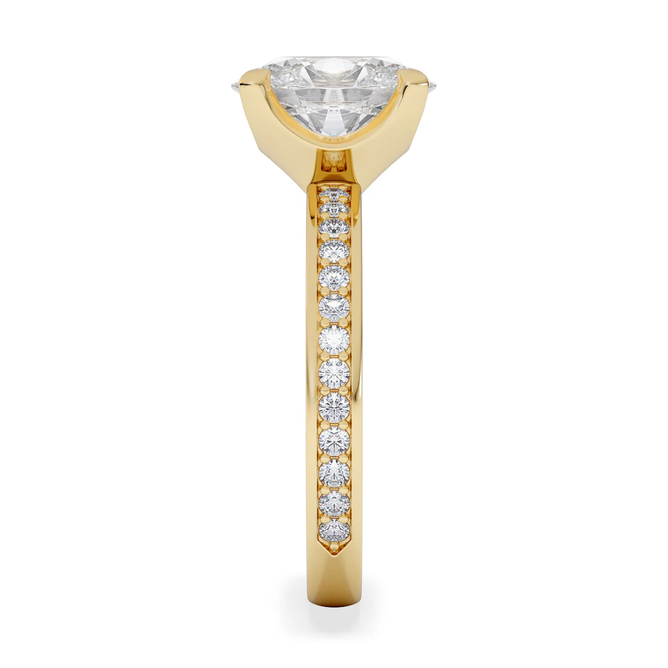 Origin 2.25ct Oval Cut Lab Diamond Solitaire Engagement Ring with Side Stones in 18K Yellow Gold