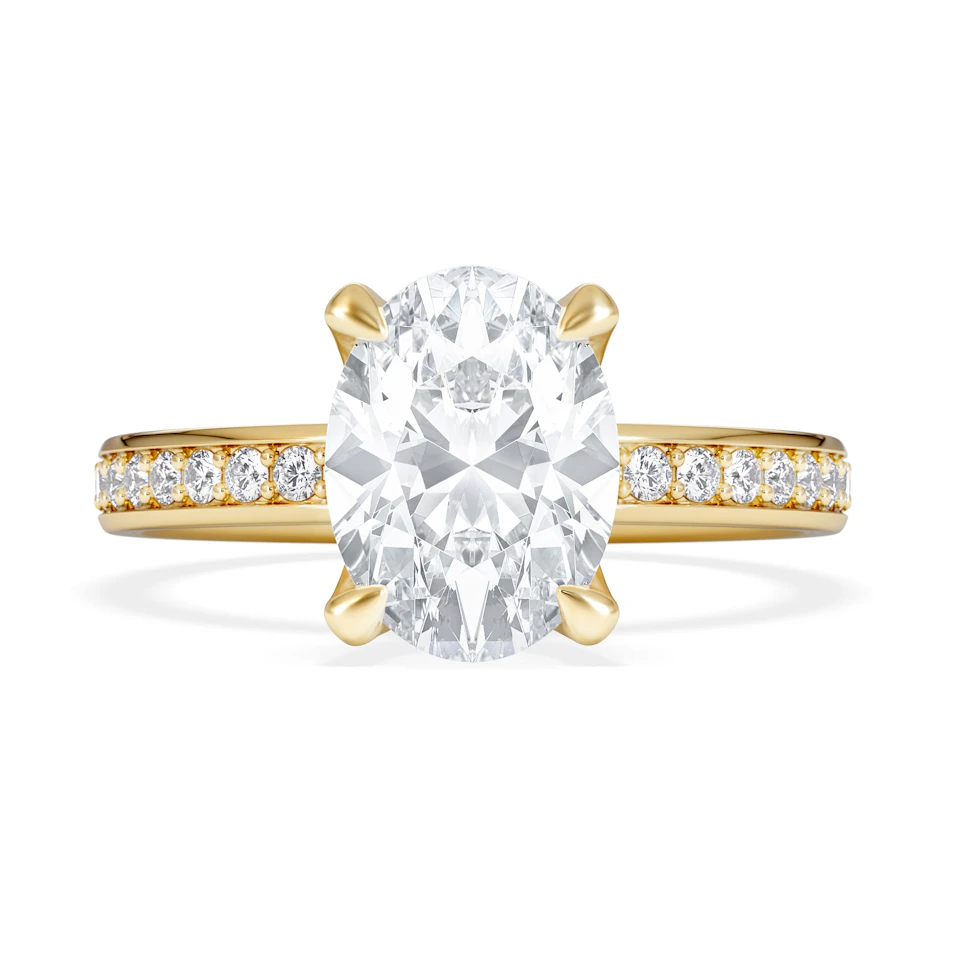 Origin 2.25ct Oval Cut Lab Diamond Solitaire Engagement Ring with Side Stones in 18K Yellow Gold