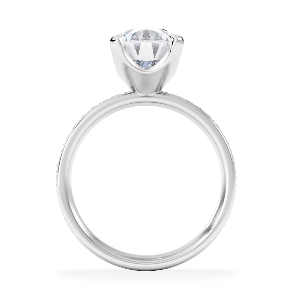 Origin 3.30ct Oval Cut Lab Diamond Solitaire Engagement Ring with Side Stones in Platinum